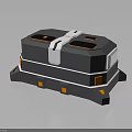 Modern Tech Component With Gray Main Body Top Orange Openings And Middle White Stripe